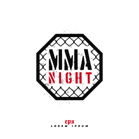Modern professional fighting logo design. MMA night sign.のイラスト素材