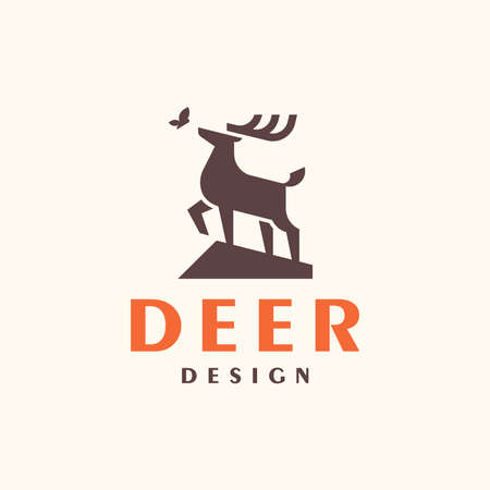 Modern professional deer silhouette logo.のイラスト素材