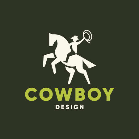 Cowboy modern logo design icon vector.のイラスト素材