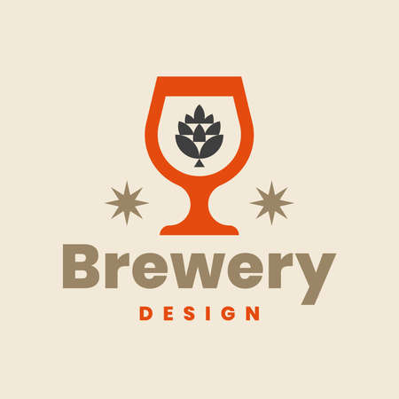 Beer glass and hops modern logo design icon vector.のイラスト素材