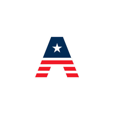 United states flag. USA logo. Made in the USA. America. The letter A.のイラスト素材
