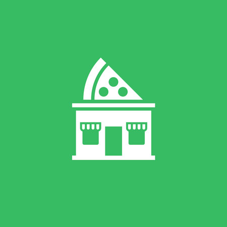 Vector image pizza family house logo. Business graphics - restaurant facade.のイラスト素材