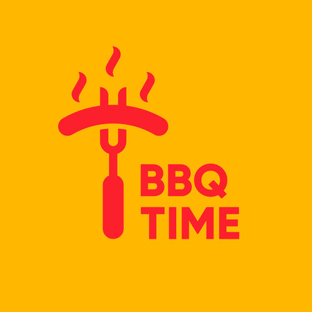 Meat restaurant logo vector icon. Butchery Vintage retro BBQ Grill time badge label template.のイラスト素材