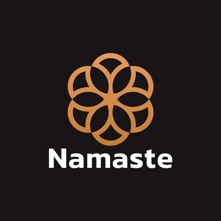 Logo for yoga studio. Mandala vector illustration symbol and flower lotus. Namaste design for yoga, tattoo.のイラスト素材