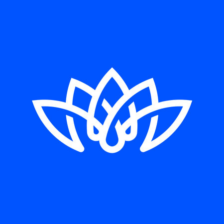 Logo for yoga studio. Vector illustration symbol and flower lotus. Namaste design for yoga, tattoo.のイラスト素材