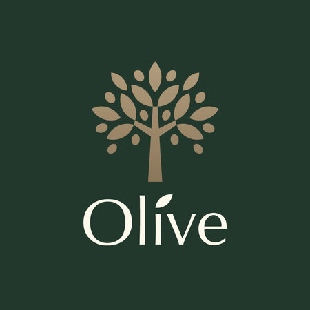 olive tree logo. Extra virgin olive oil label icon. tree of life symbol. organic brand identity. plant leaf sign. vector illustration.のイラスト素材