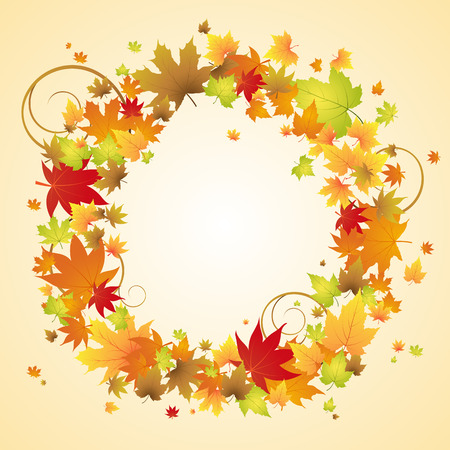 Autumn design. Wreath of colorful leaves.のイラスト素材