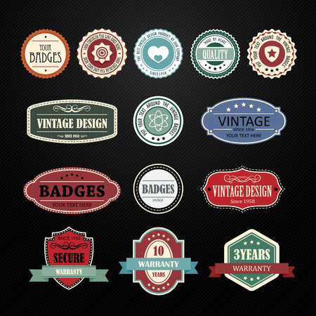 Set of retro vintage badges and labels vector illustrationのイラスト素材