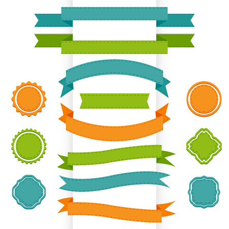 Set of retro ribbons and labels. Vector illustration.のイラスト素材