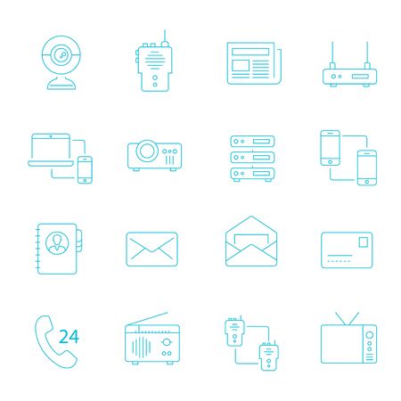 Thin lines icon set - communication devicesのイラスト素材