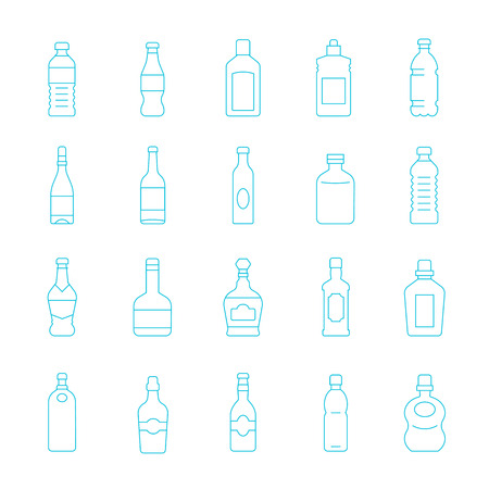 Thin lines icon set - bottle and beverageのイラスト素材