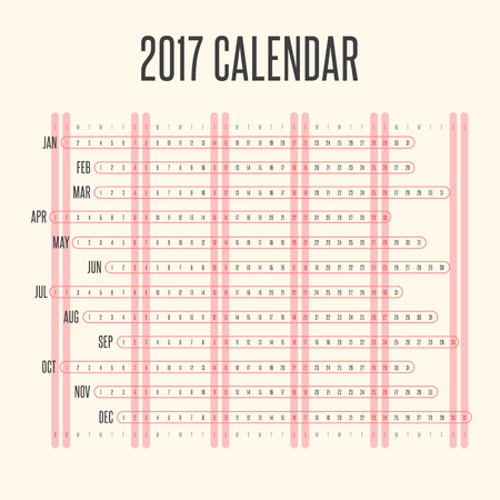 Calendar 2017 in Horizontal Vintage Designのイラスト素材