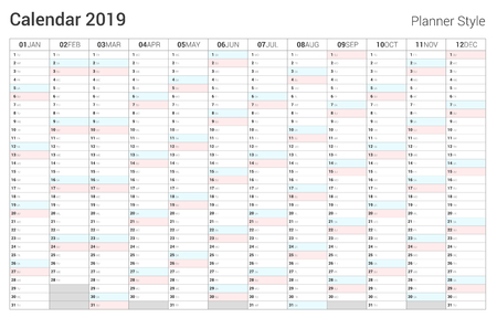 Calendar 2019 planner design.のイラスト素材
