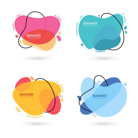 Modern abstract vector banners. Flat geometric shapes of different colors with text space.のイラスト素材
