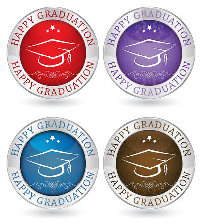 Happy Graduation icons  buttons. Print colors used. Easy to select and modify.のイラスト素材