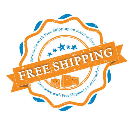 Free Shipping grunge bi-color label. Save more with free shipping on many orders. Print colors used.のイラスト素材