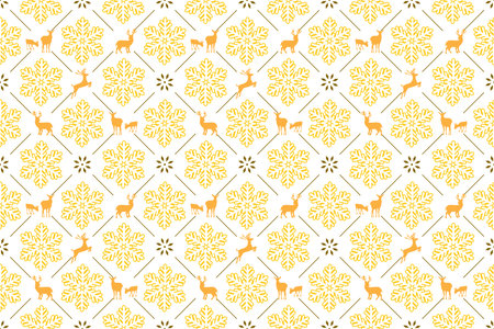 Winter Holiday pattern with Christmas snowflakes and reindeer. Print colors used.