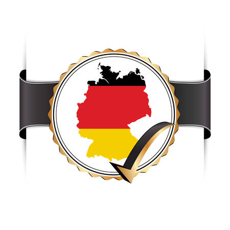 Germany stamp / label / ribbon with the map and flag of Germany. Copy-space for your own text.のイラスト素材