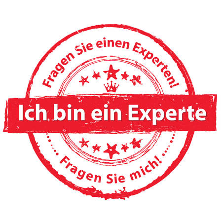 I'm an expert. Ask me! - red grunge business stamp.Print colors usedのイラスト素材