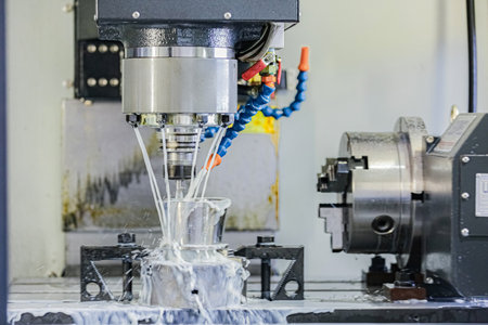CNC milling machine cutting metal with CNC milling machine.の素材