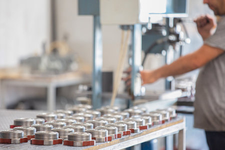Coffee machine for making coffee in coffee shop. blurred backgroundの素材