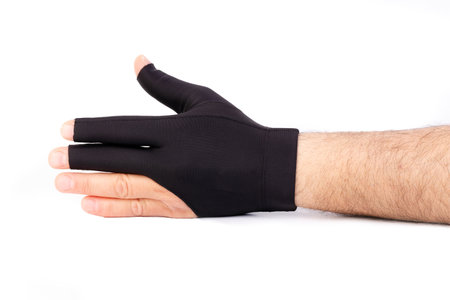 Male hand in black glove. Isolated on a white background.の素材