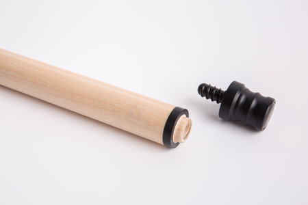 Wooden baseball bat on a white background, close-up.の素材