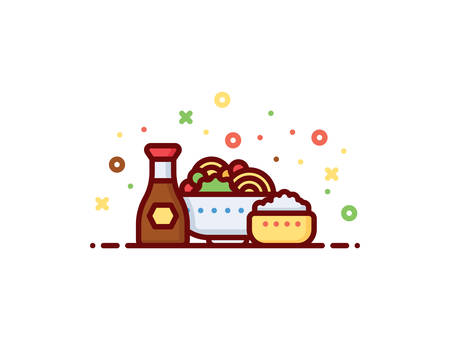 Oriental food vector illustrationのイラスト素材