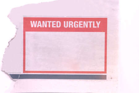 Wanted Urgently advertisement from a newspapaerの写真素材