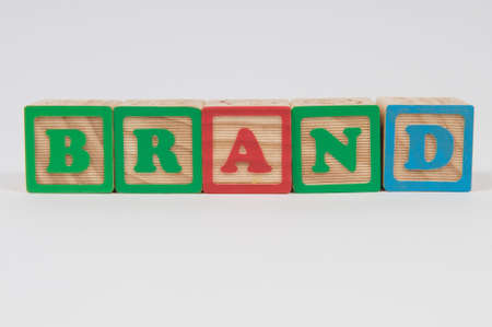 Wooden Alphabet Blocks spelling the word brandの写真素材