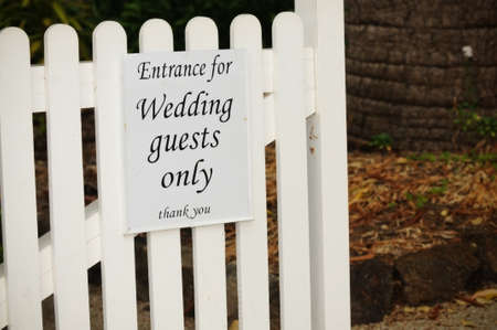 Sign indicating entrance for wedding guestsの写真素材