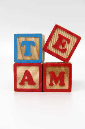 The word Team made with Wooden alphabet blocksの写真素材