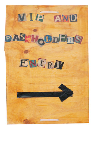 Vip and Passholders sign on a white background