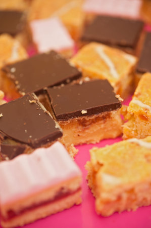 A variety of slices on a trayの写真素材