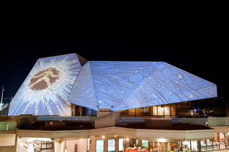 ADELAIDE, Australia - JUNE 18  Digital images projected onto the Adelaide Festival Centre During the...
