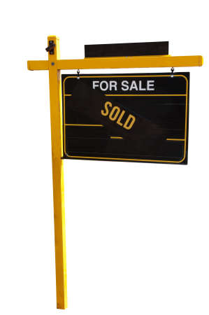 Property sold sign isolated on white backgroundの写真素材