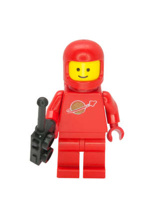 ADELAIDE, AUSTRALIA - June 15 2014:A studio shot of a Red Astronaut Lego minifigure issued in various kits in the 1970's and 1980's. Lego is extremely popular worldwide with children and collectors.のeditorial素材