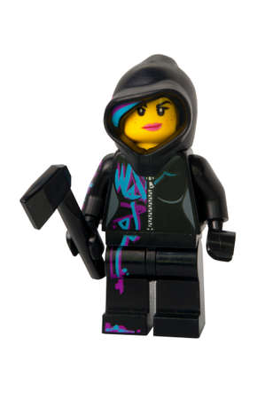ADELAIDE, AUSTRALIA - August 26 2014:A studio shot of a Wyldstyle Lego minifigure from the Lego movie. Lego is extremely popular worldwide with children and collectors.のeditorial素材
