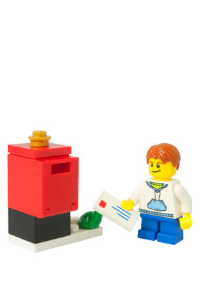ADELAIDE, AUSTRALIA - September 11 2014:A studio shot of a boy mailing a letter to santa issued in...
