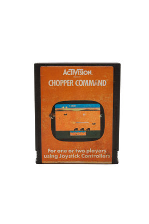 ADELAIDE, AUSTRALIA - October 27, 2014: A Studio shot of an Atari 2600 Chopper Command Game...