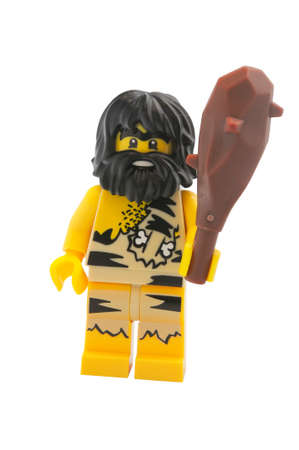 ADELAIDE, AUSTRALIA - January 09 2015:A studio shot of a Caveman Lego minifigure from Minifigure Series 1. Lego is extremely popular worldwide with children and collectors.のeditorial素材