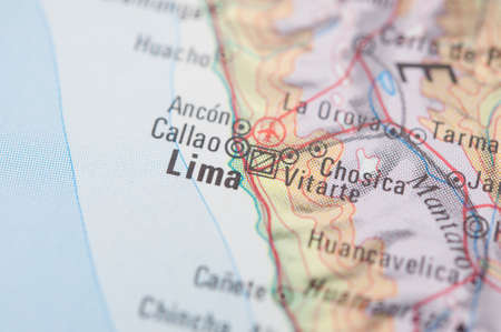The city of Lima on a mapの写真素材