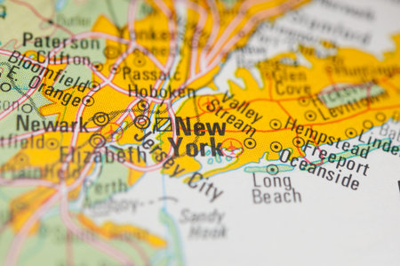 The city of New York on a map