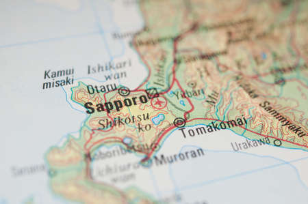 The city of Sapporo on a mapの写真素材
