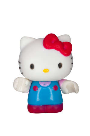ADELAIDE, AUSTRALIA - September 14 2014:A studio shot of a Hello Kitty Mega Bloks Figurine from the animated series. Hello Kitty is an extremely popular worldwide character worth over $7 Billion a year.のeditorial素材