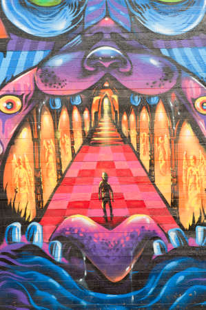 ADELAIDE, AUSTRALIA - March 28, 2015: Street art by unidentified artist in Port Adelaide. Adelaide city council recognises the importance of street art in creating a vibrant city.のeditorial素材