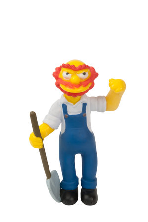 ADELAIDE, AUSTRALIA - May 04 2015:A studio shot of a Groundskeeper Willie Figurine from the animated series The Simpsons. The Simpson is an extremely popular worldwide TV Series.のeditorial素材