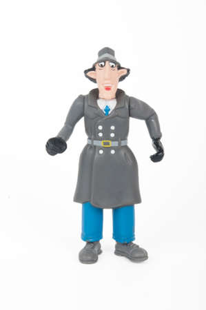 Adelaide, Australia - June 8, 2015: A photo of an Inspector Gadget Figruine, isolated on a white background. Inspector Gadget is an animated television series based on the adventures of a clumsy cyborg policeman. The series was syndicated around the worldのeditorial素材