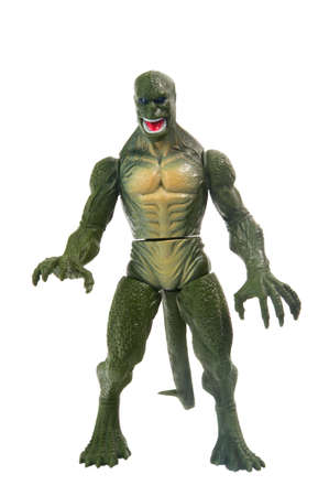Adelaide, Australia - April 21, 2015: A studio photo of a Lizard Action Figure from the Marvel Spiderman universe. Items of characters from the Marvel Studios universe are highly sough after collecatables.のeditorial素材