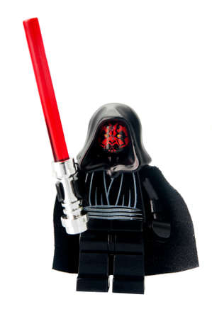 Adelaide, Australia - February 26 2015:A studio shot of a Darth Maul Lego minifigure from the Star Wars Theme. Lego is extremely popular worldwide with children and collectors.のeditorial素材